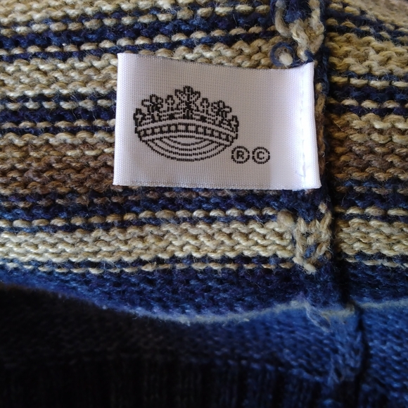 Classic Elements multi-color striped knit sweater, zipper closure. LP (14/16) - Picture 5 of 6